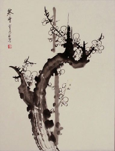 Plum Blossom Wall Scroll close up view
