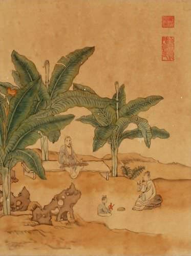 Antique-Style Flower Wall Scroll close up view