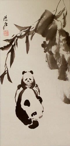 Panda Bear Wall Scroll close up view