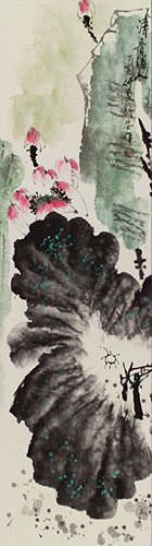 Fragrance Fills You Up - Lotus Flowers - Wall Scroll close up view