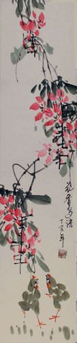 Fragrant Flowers - Chinese Scroll close up view