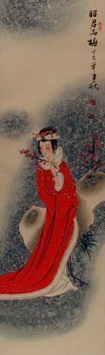 Beautiful Woman of China Wall Scroll close up view
