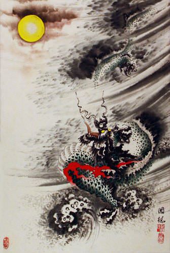 Dragon Wall Scroll close up view