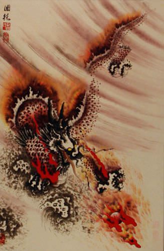 Dragon Wall Scroll close up view