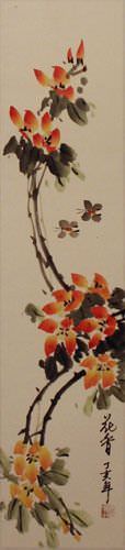 Blooming Flowers - Wall Scroll close up view