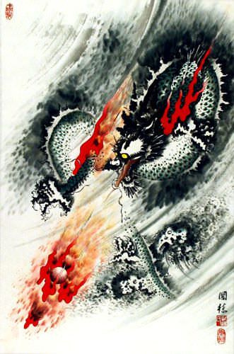 Dragon Wall Scroll close up view