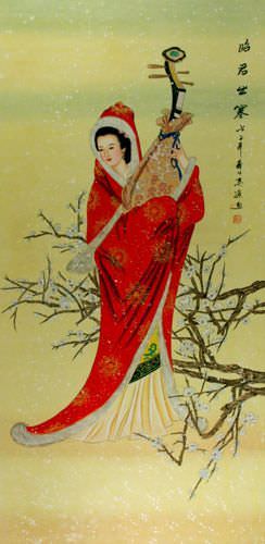 Beautiful Chinese Woman Wall Scroll close up view