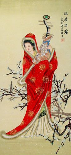 Zhao Jun - The Distinguished Beauty of China Wall Scroll close up view