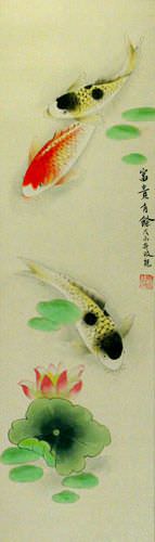 Koi Fish Wall Scroll close up view
