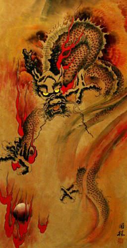 Flying Chinese Dragon - Chinese Wall Scroll - Tigers & Dragons ...