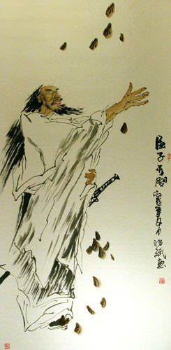 The Poet Qu Yuan - Wall Scroll close up view