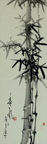Chinese Bamboo Wall Scroll close up view