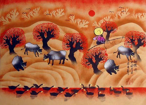 Autumn Herd - Chinese Peasant Painting