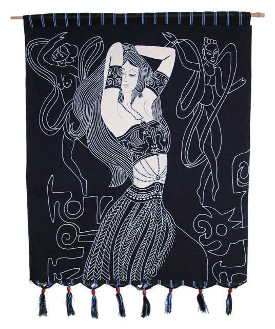 Sexy Mid-drift Asian Woman - Batik Wall Hanging