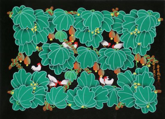 Under the Gourd Trellis