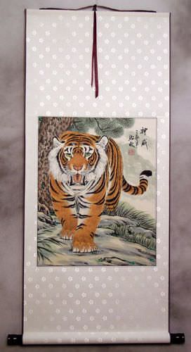 Invincible Might - Asian Tiger Wall Scroll