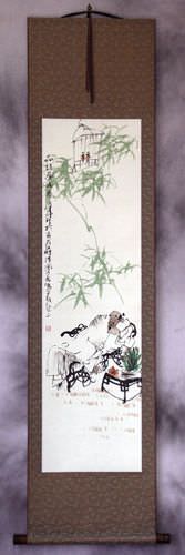 Enjoying Good Poetry - Wall Scroll