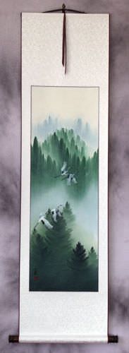 Homeward Bound Asian Cranes Wall Scroll