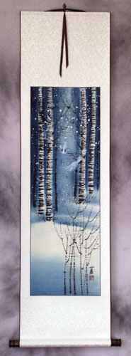 Colorful Cranes Wall Scroll