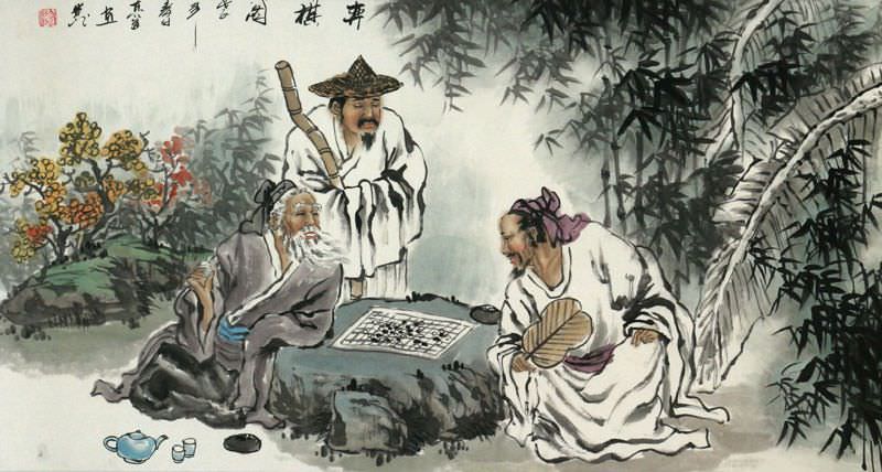 Playing Chinese Chess - Large Painting