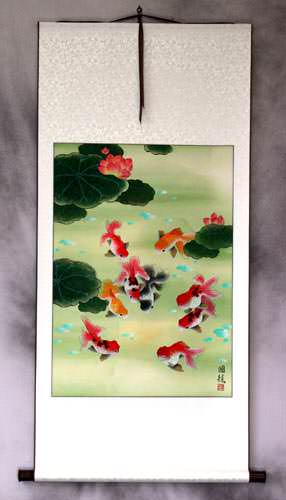 Gold Fish Wall Scroll