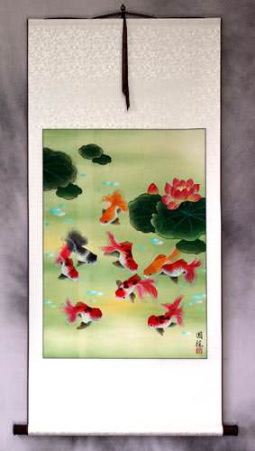 Gold Fish Wall Scroll