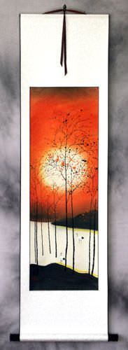 Sounds of Autumn Cranes Large Wall Scroll