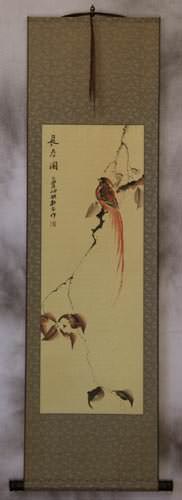 Longevity - Bird and Flower Wall Scroll