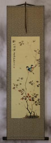 Autumn Leaves Deep Feelings - Bird and Flower Wall Scroll