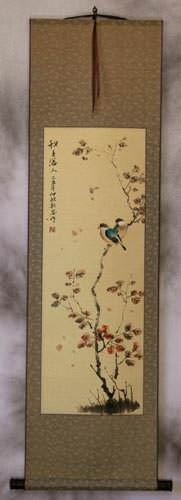 Autumn Leaves Deep Feelings - Chinese Bird and Flower Wall Scroll