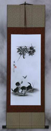 Charcoal Kittens Drawing Wall Scroll