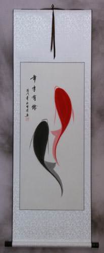 Abstract Yin Yang Fish Wall Scroll