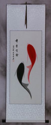 Abstract Yin Yang Fish Wall Scroll