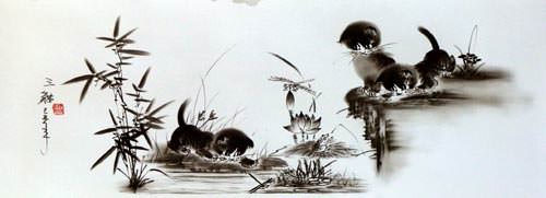 Charcoal Kittens Drawing