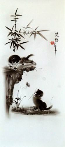 Charcoal Kittens Drawing