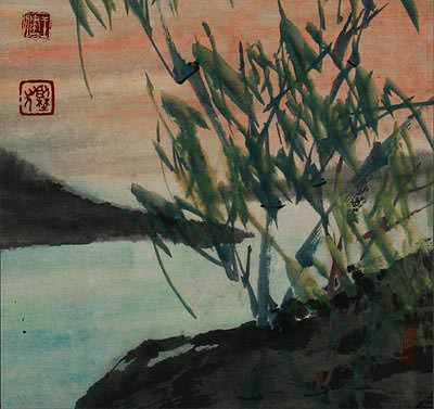 Bamboo Riverside Painting