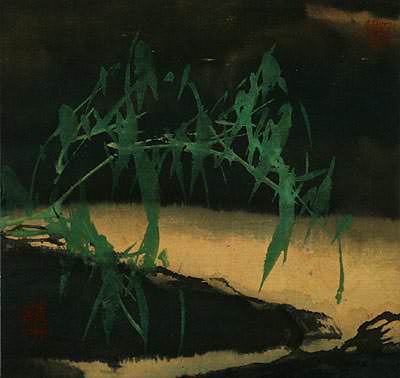 Abstract Bamboo at Twilight - Chinese Painting