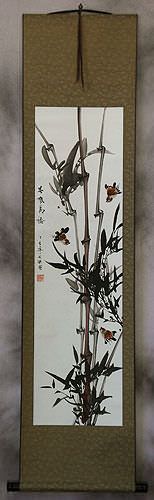 Bird and Bamboo Wall Scroll