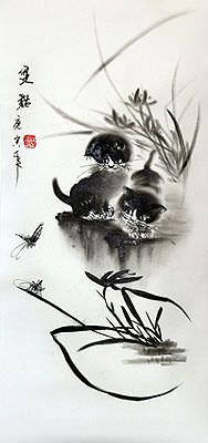 Charcoal Kittens Drawing