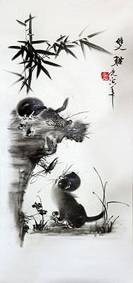 Charcoal Kittens Drawing