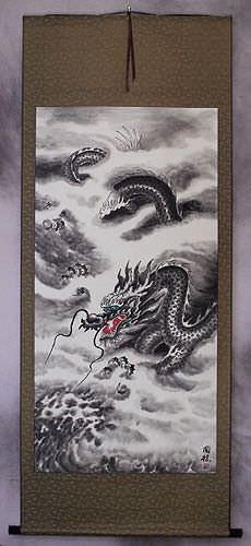 Flying Chinese Dragon - Asian Scroll