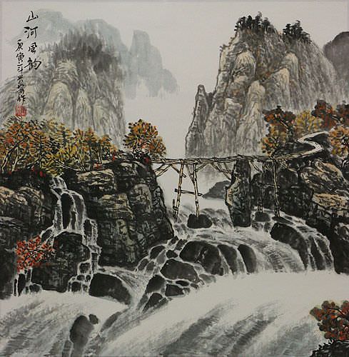 Charm of the Mountain River and Wind - Landscape Painting