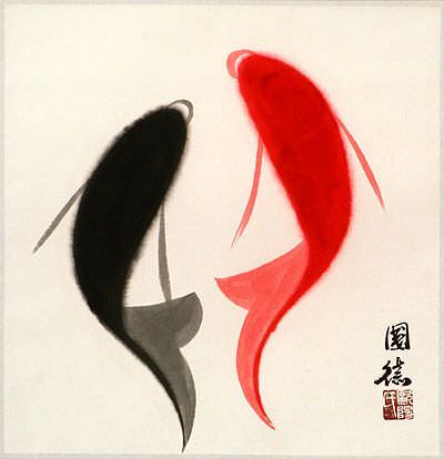Abstract Yin Yang Fish Portrait