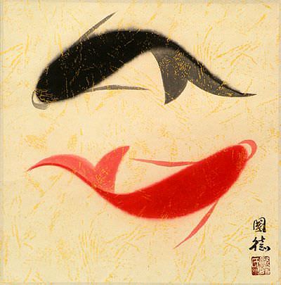 Abstract Yin Yang Fish Painting