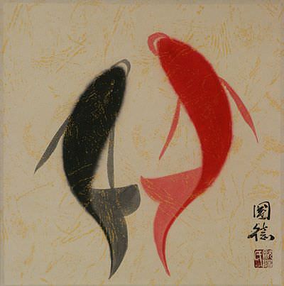 Abstract Yin Yang Koi Fish Painting