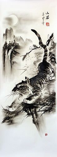 Charcoal Prowling Tiger Drawing