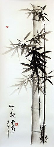 Charcoal Asian Bamboo Artwork