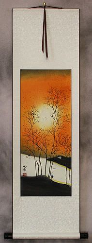 Sounds of Autumn Cranes Wall Scroll