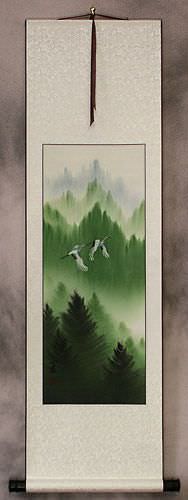 Colorful Cranes Wall Scroll