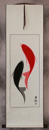 Abstract Yin Yang Fish Wall Scroll